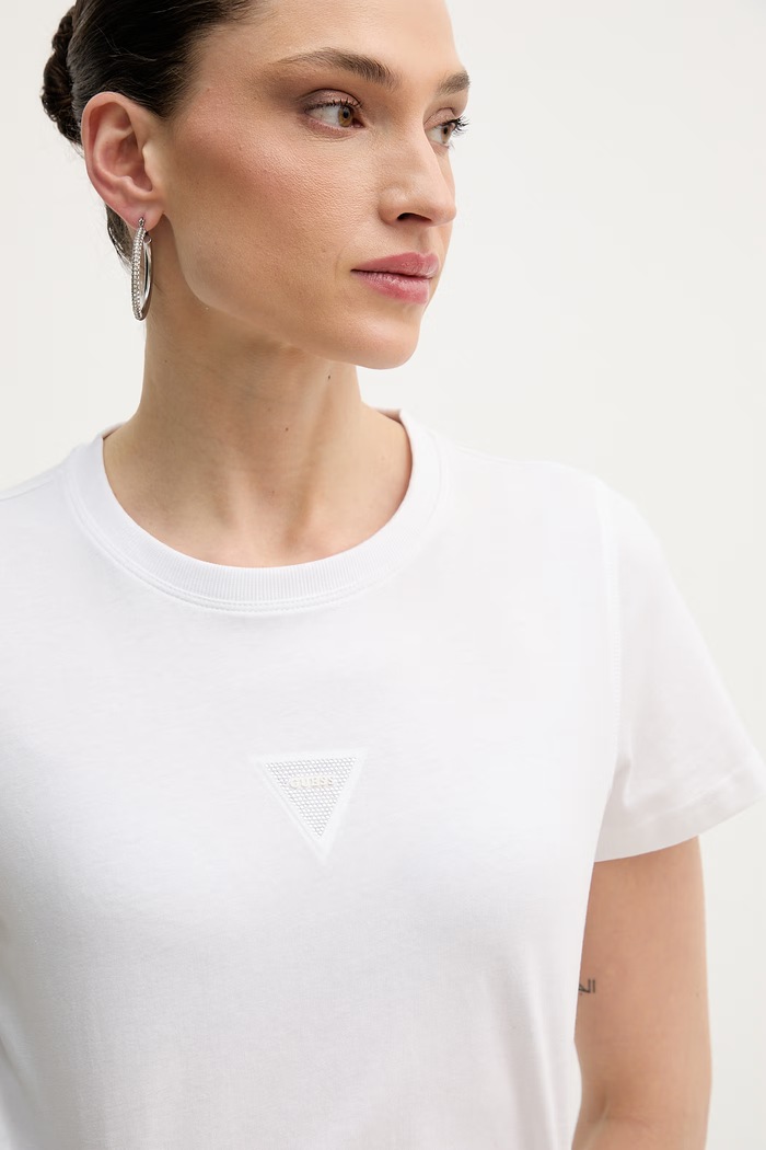 Guess Τοπ basic t-shirt Γυναικείο βαμβακερό λευκό W6GI10.K3025
