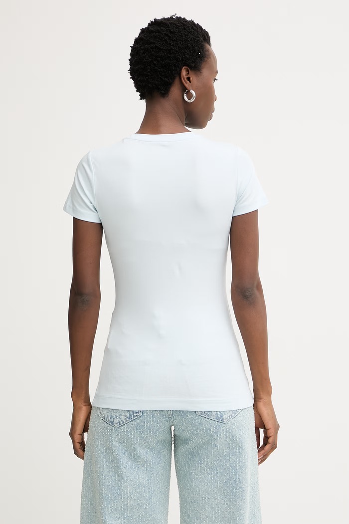 Îmbrăcăminte Guess tricou pentru femei, din bumbac cu elastan W6GI11.K3026 albastru