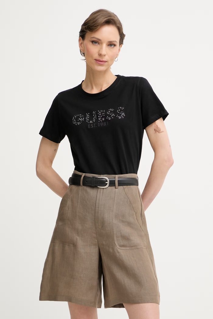 Guess tričko dámske bavlnené čierna W6GI15.K3035
