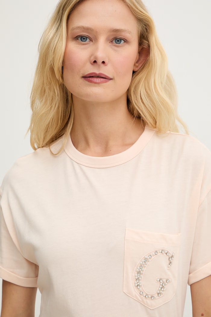 Guess T-shirt Γυναικείο βαμβακερό ροζ W6GI17.K3037