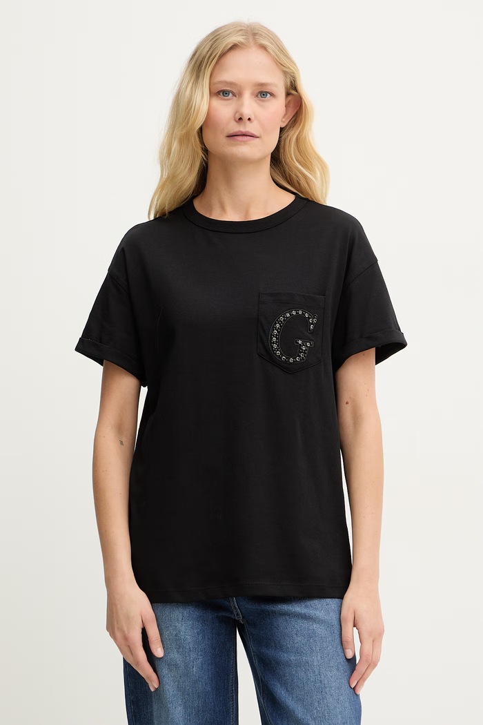 Guess t-shirt γυναικείο βαμβακερό μαύρο W6GI17.K3037