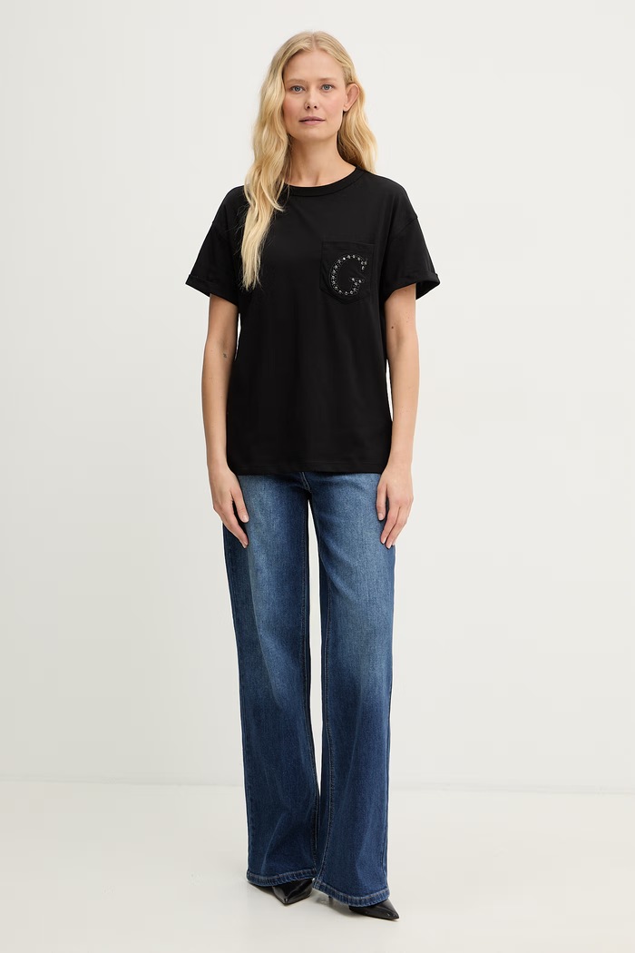 Guess t-shirt γυναικείο βαμβακερό W6GI17.K3037 μαύρο SS26