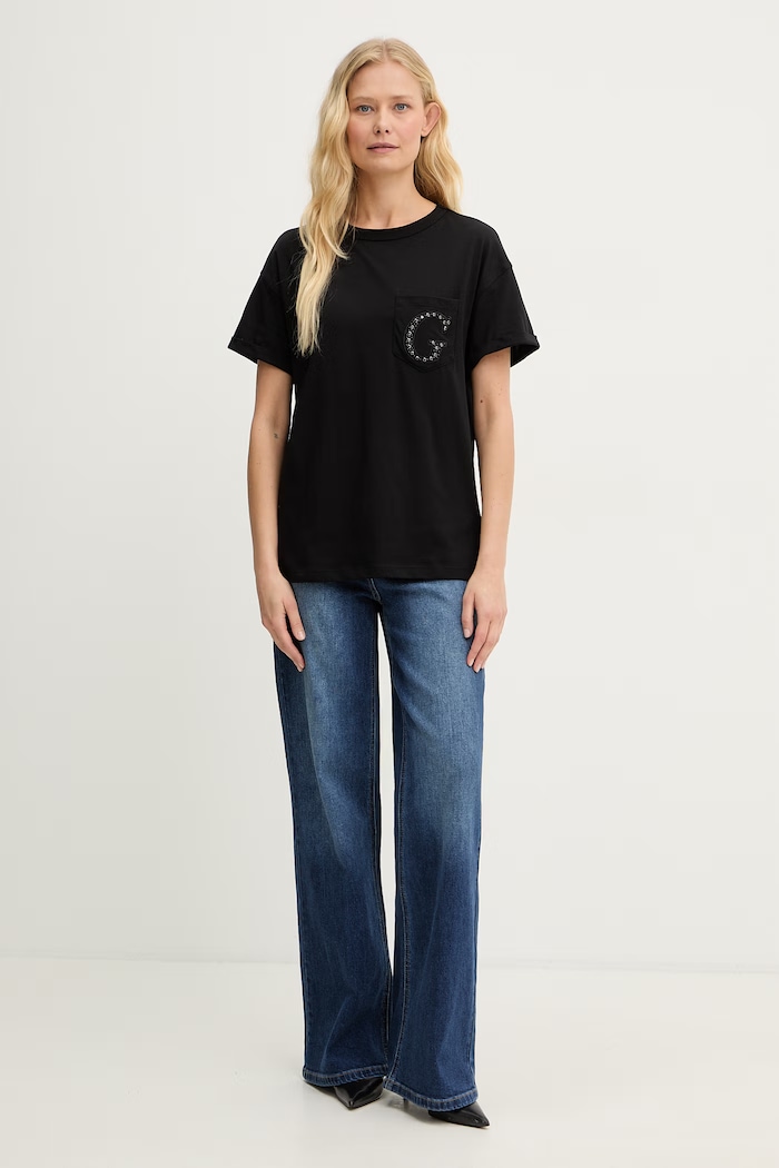 Guess t-shirt γυναικείο βαμβακερό W6GI17.K3037 μαύρο SS26
