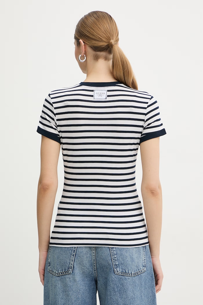 Odzież Guess t-shirt basic damski z modalem W6GI18.K3040 granatowy