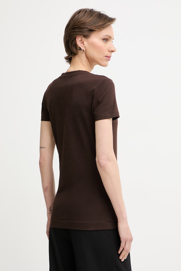 Oblečenie Guess tričko dámske bavlnené s elastanom W6GI19.K3042 hnedá
