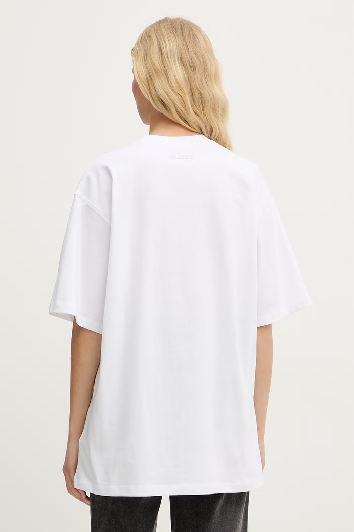 Ρούχα Guess T-shirt Γυναικείο βαμβακερό W6GI39.K3478 λευκό