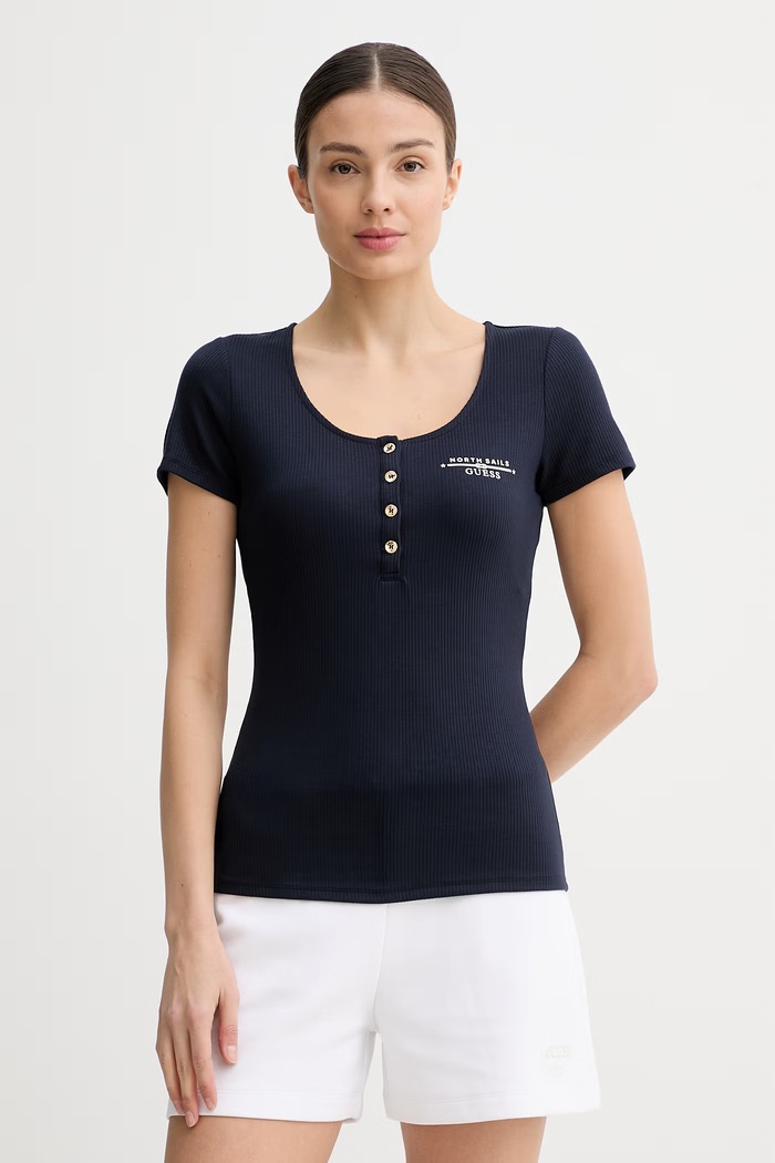 Guess Τοπ T-shirt γυναικείο X NORTH SAILS σκούρο μπλε W6GP01.K2658
