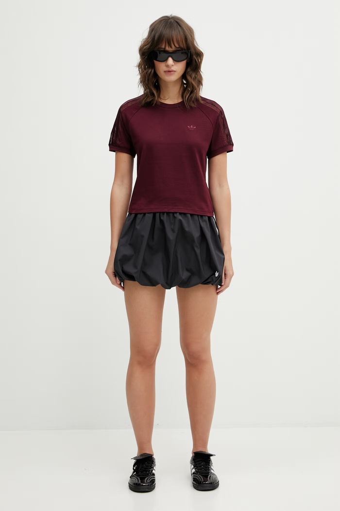 Bavlnené tričko adidas Originals LACE CALI T KC6453 burgundské