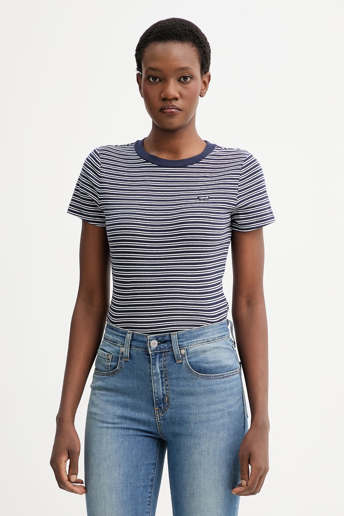 Bavlnené tričko Levi's ESSENTIAL HM slim tmavomodrá 000KK.0018