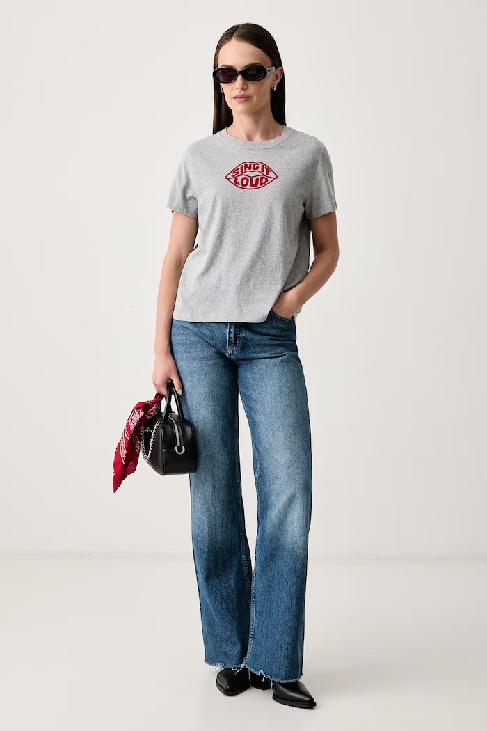 Levi's Majica za žene od pamuka GR T2 PERFECT 005GV siva SS26