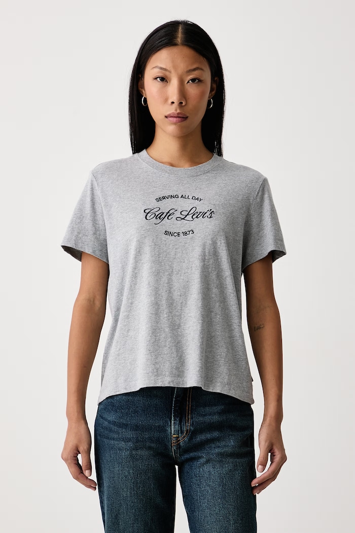 Levi's Tricou pentru femei din bumbac GR T2 PERFECT gri 005GV
