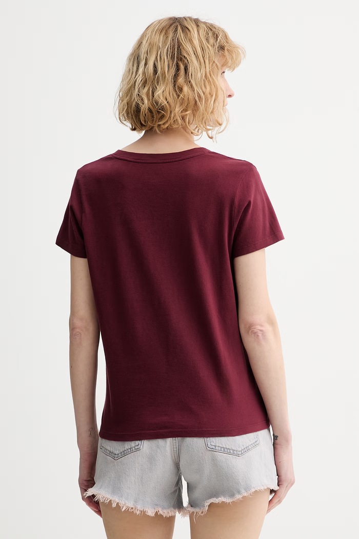 Îmbrăcăminte Levi's tricou din bumbac PERFECT VNECK 85341.0132 burgundia