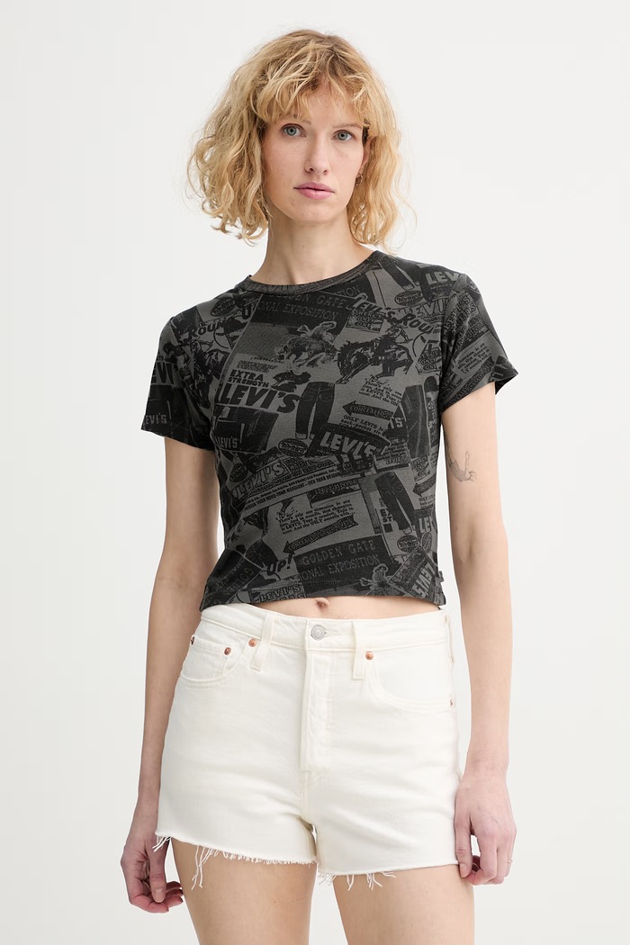 Bavlnené tričko Levi's GR ESSENTIAL SPORTY slim sivá A8798.0106