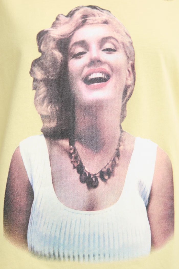 Guess tricou oversized pentru femei, din bumbac MARILYN MONROE W6BI52.K6659 galben