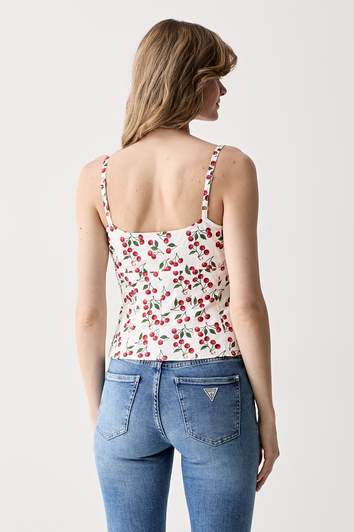 Îmbrăcăminte Guess bluză cu bretele pentru femei, din bumbac cu elastan MARILYN MONROE W6YH97.W4497 bej