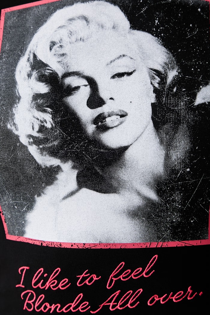 Guess crop top damski z wiskozą MARILYN MONROE W6YI64.K6710 czarny