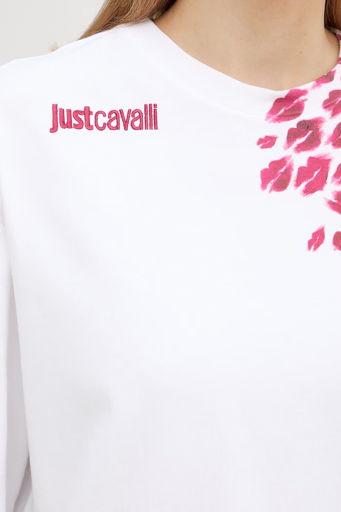 Kratka majica Just Cavalli 80PAHE10.CJ118 bela