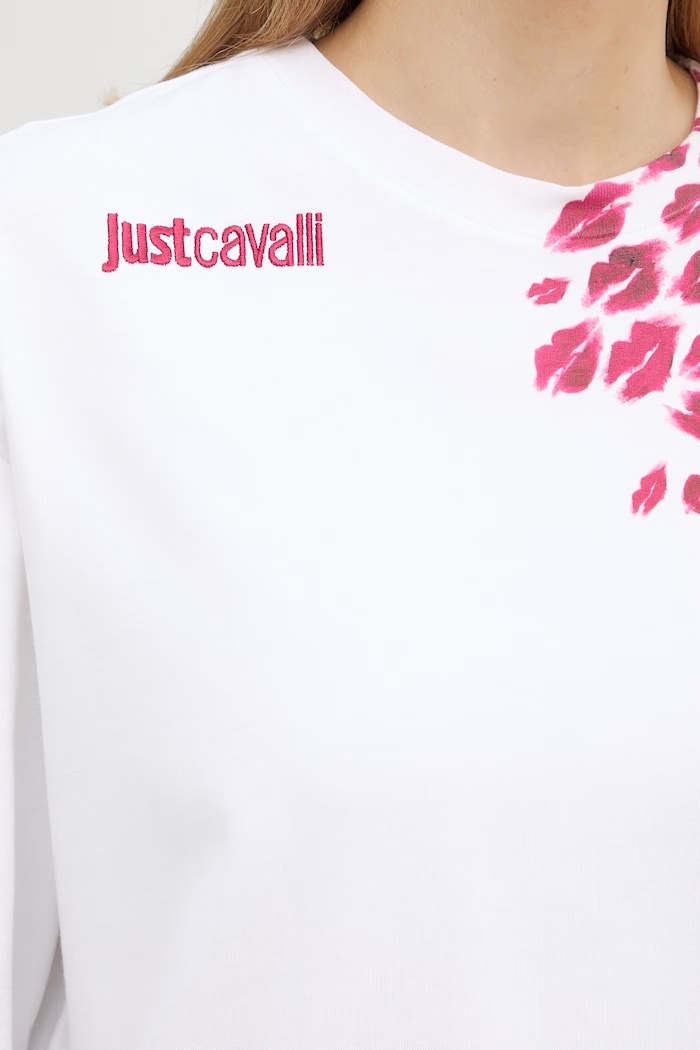 Kratka majica Just Cavalli 80PAHE10.CJ118 bela