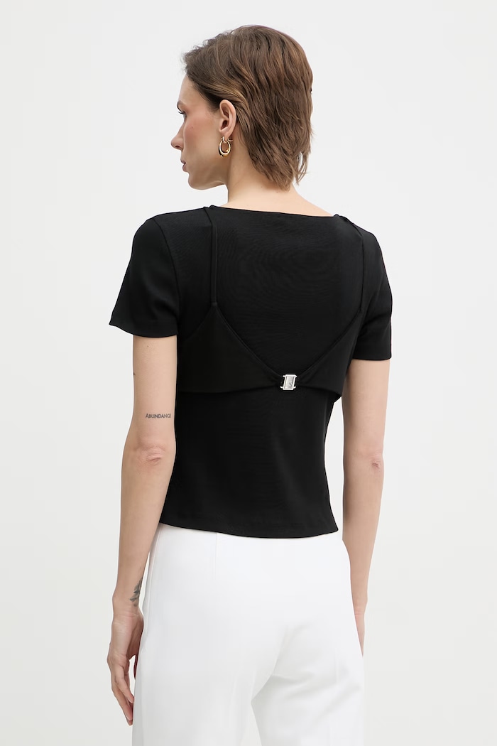 Îmbrăcăminte Patrizia Pepe tricou pentru femei, din bumbac cu elastan 2M4522.J407 negru
