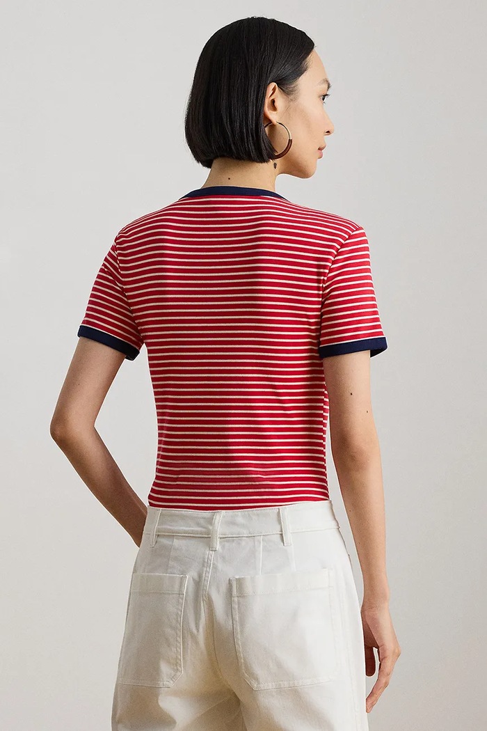 Lauren Ralph Lauren tricou basic pentru femei, din bumbac 200P09076 roz SS26