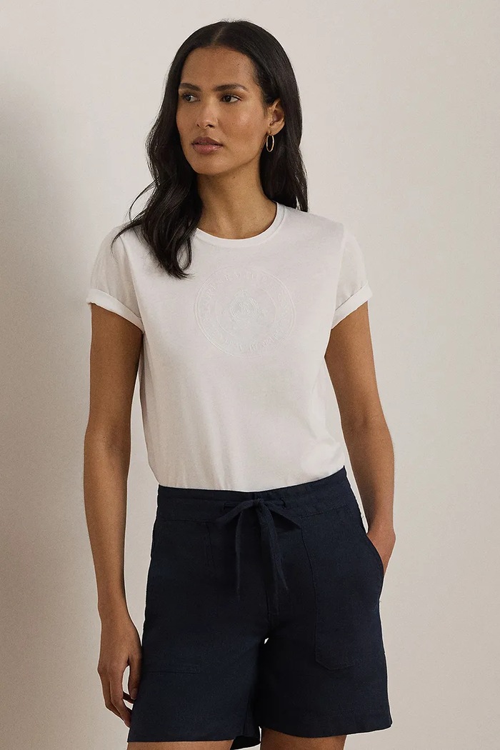 Lauren Ralph Lauren тениска basic дамска от памук бял 200P09106