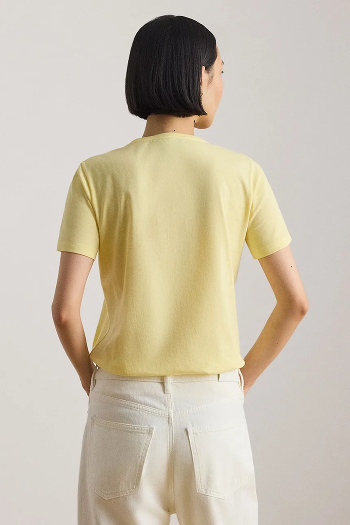 Lauren Ralph Lauren tricou basic pentru femei, din bumbac 200P09106 galben SS26