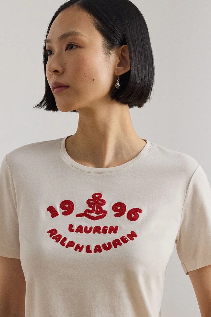Lauren Ralph Lauren t-shirt γυναικείο βαμβακερό μπεζ 200B21053