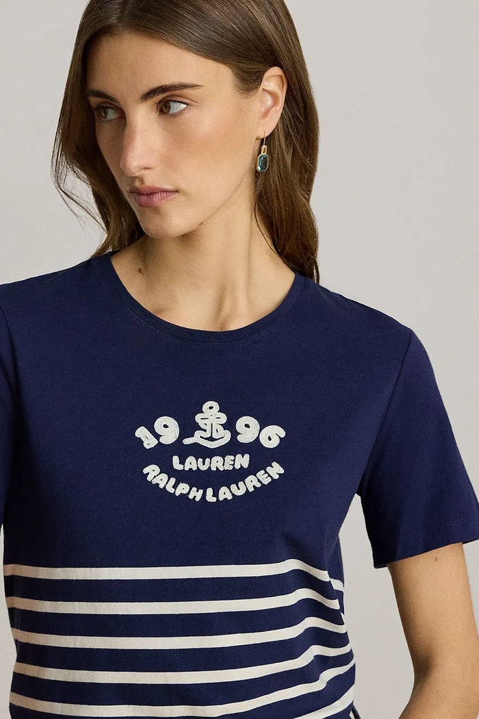 Lauren Ralph Lauren dámske bavlnené tričko tmavomodrá 200B21056