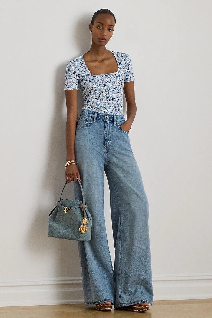 Îmbrăcăminte Lauren Ralph Lauren tricou pentru femei, din bumbac 200P13603 albastru