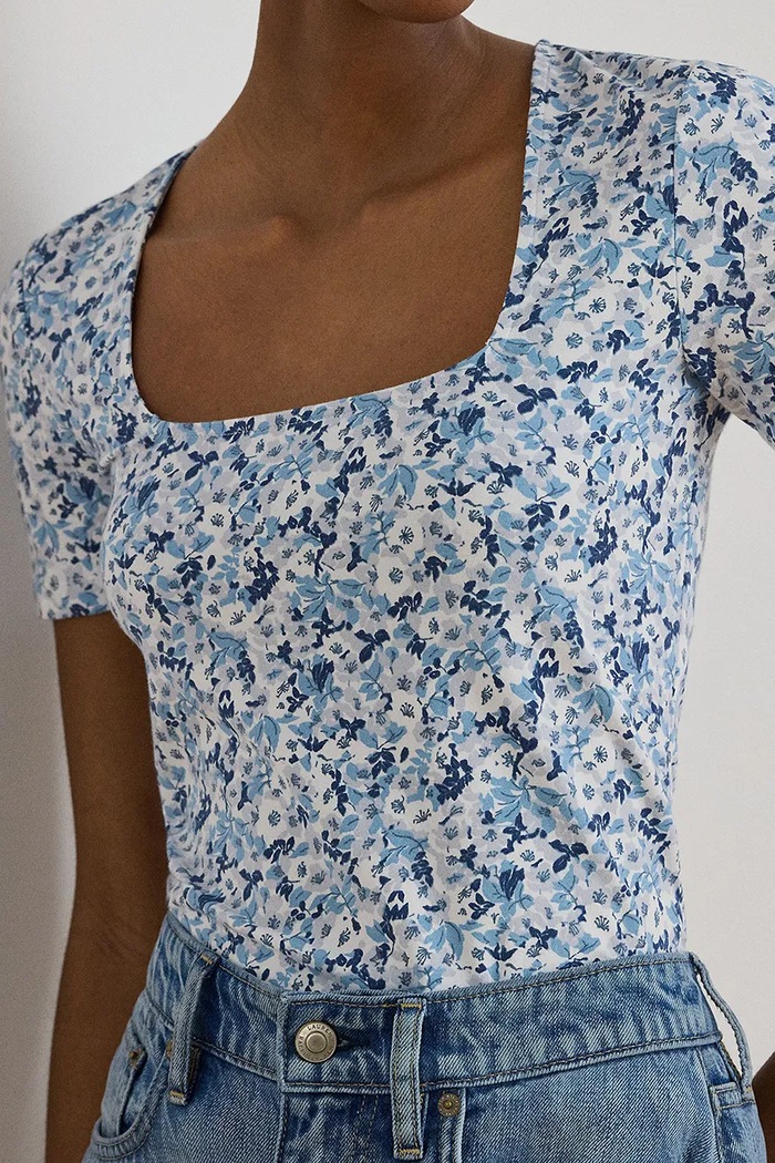 Lauren Ralph Lauren tricou pentru femei, din bumbac albastru 200P13603