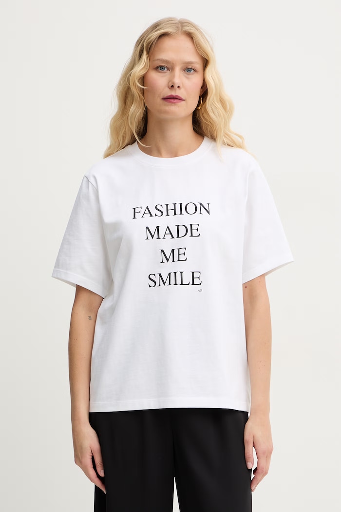 Victoria Beckham T-shirt γυναικείο βαμβακερό λευκό 1226JTS007458A