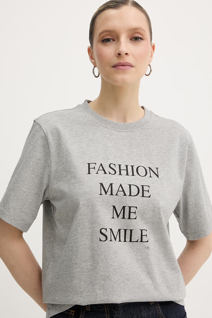 Victoria Beckham tricou pentru femei, din bumbac gri 1226JTS007458A
