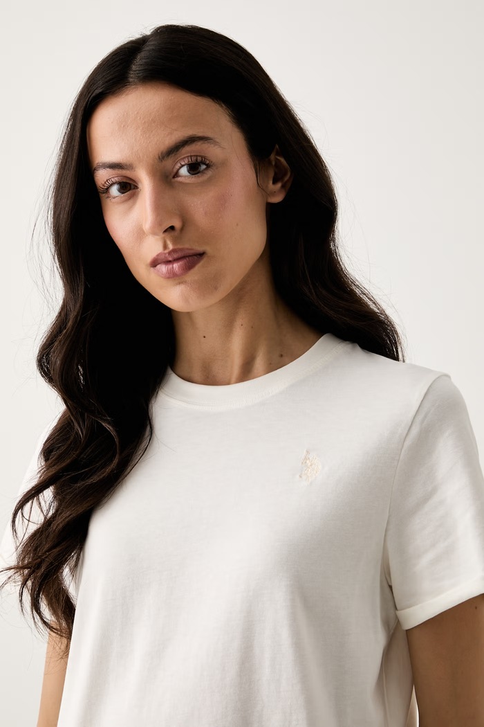 U.S. Polo Assn. tričko dámske bavlnené CREW NECK béžová WUP0634