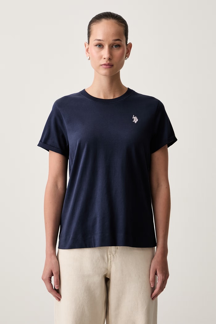 U.S. Polo Assn. T-shirt damski bawełniany CREW NECK granatowy WUP0634
