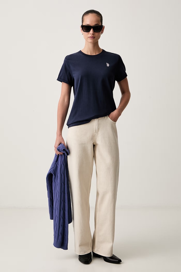 U.S. Polo Assn. T-shirt damski bawełniany CREW NECK WUP0634 granatowy SS26