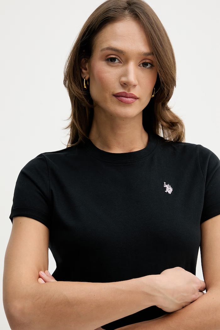 U.S. Polo Assn. tričko dámske bavlnené CREW NECK čierna WUP0634