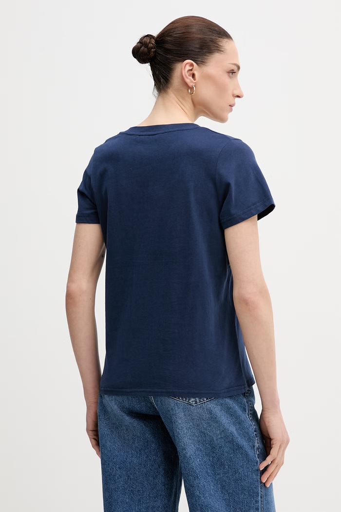 Дрехи U.S. Polo Assn. тениска дамска от памук V-NECK WUP0635 тъмносин