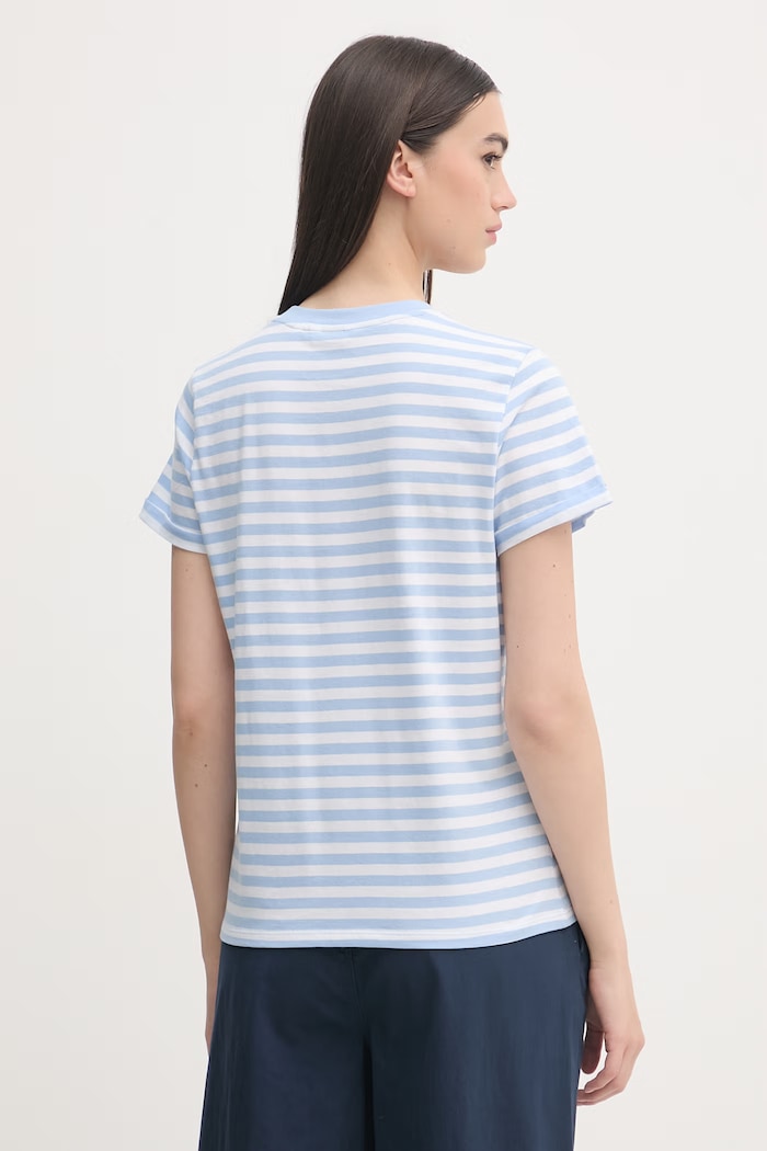Дрехи U.S. Polo Assn. тениска дамска от памук STRIPE CREW NECK WUP1308 син