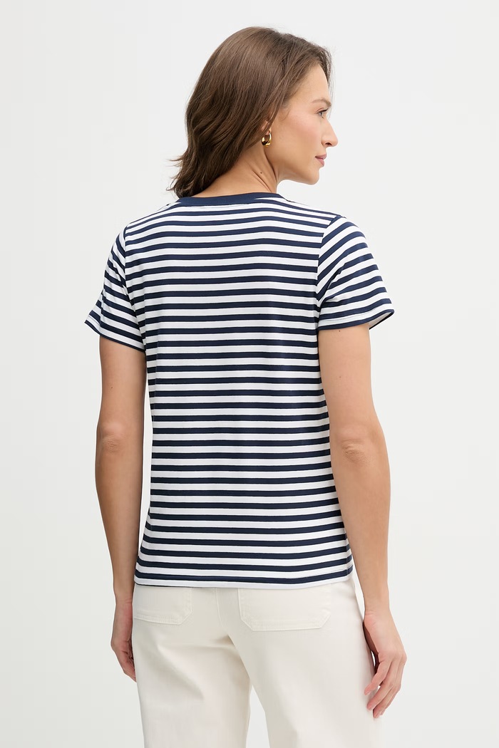 Odzież U.S. Polo Assn. t-shirt bawełniany STRIPE V-NECK WUP1309 granatowy