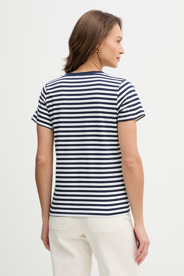 Odzież U.S. Polo Assn. t-shirt bawełniany STRIPE V-NECK WUP1309 granatowy