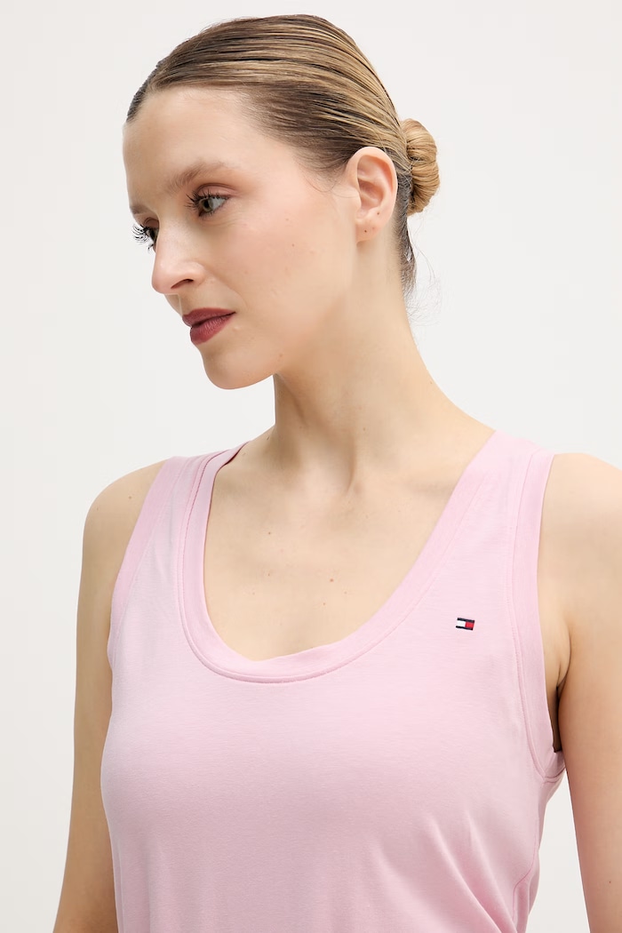 Tommy Hilfiger top damski z bawełną różowy UW0UW06295