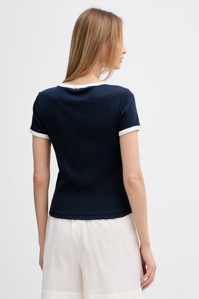Oblečenie Tommy Hilfiger basic tričko dámske s bavlnou UW0UW06307 tmavomodrá
