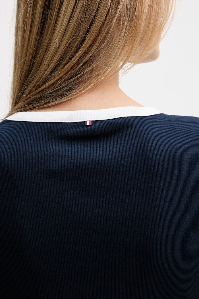 Tommy Hilfiger basic tričko dámske s bavlnou UW0UW06307 tmavomodrá