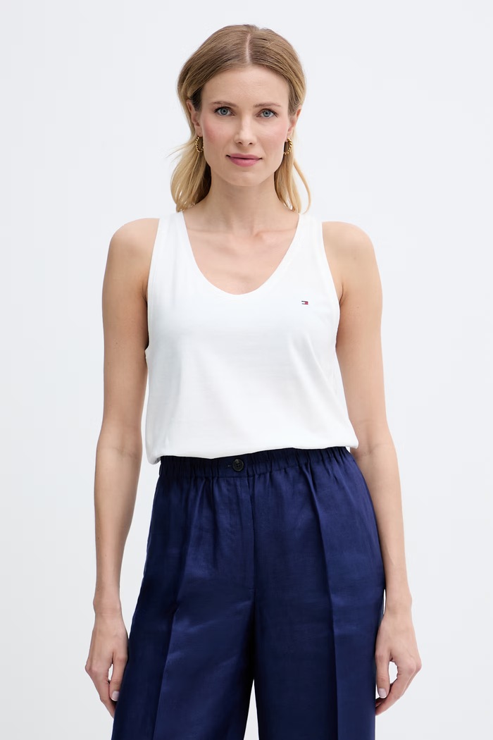 Tommy Hilfiger top dámsky bavlnený béžová UW0UW06321