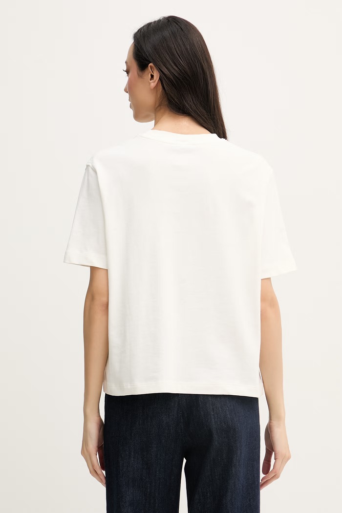 Дрехи Tommy Hilfiger тениска дамска от памук WW0WW48713 бежов