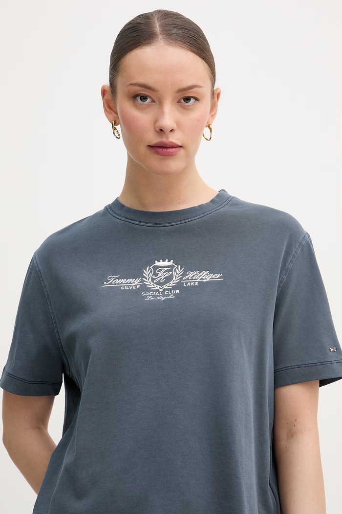 Tommy Hilfiger дамска тениска от памук тъмносин WW0WW48713