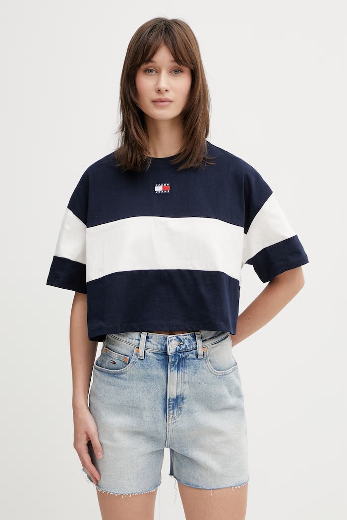 Tommy Jeans tričko dámske bavlnené tmavomodrá DW0DW18706