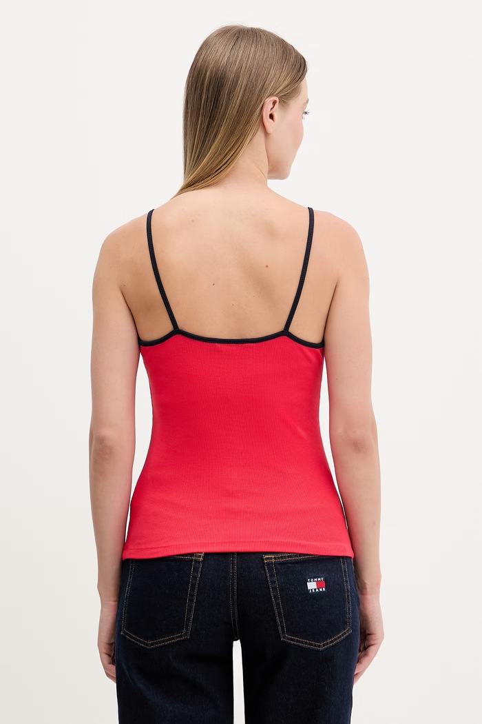 Oblečenie Tommy Jeans top dámsky bavlnený s elastanom DW0DW22261 červená