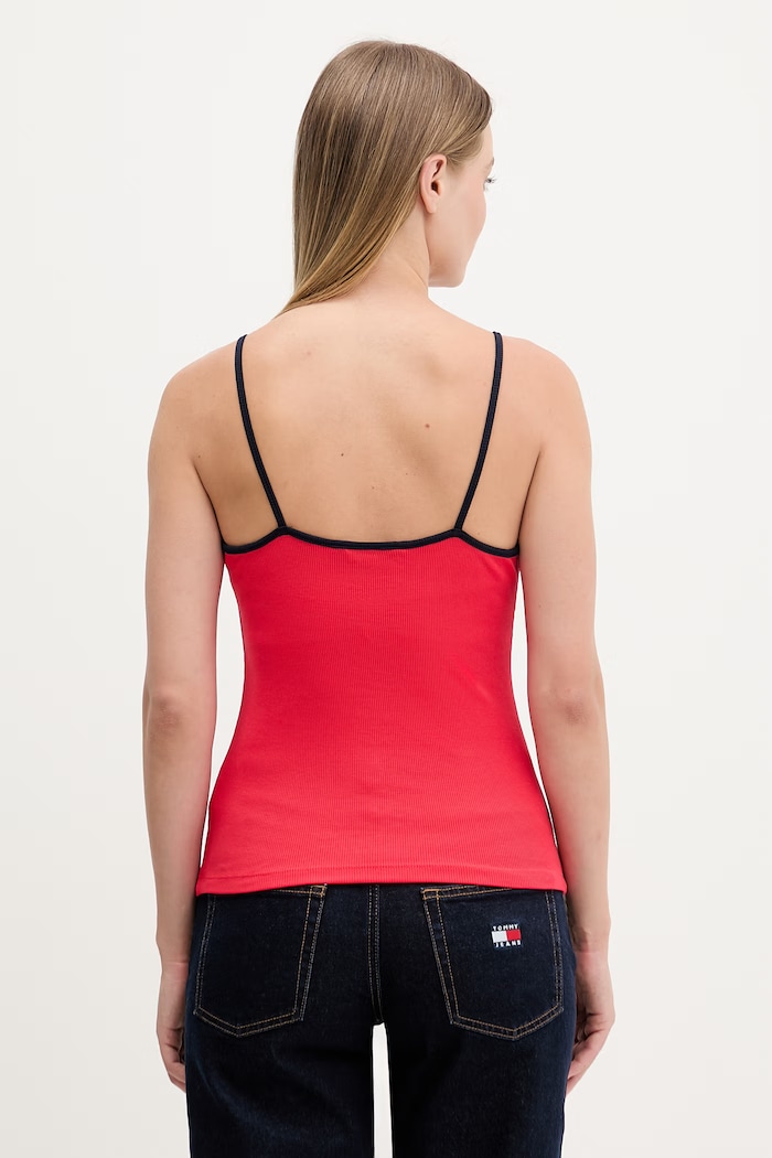 Oblečenie Tommy Jeans top dámsky bavlnený s elastanom DW0DW22261 červená