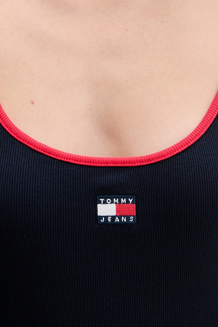 Tommy Jeans top dámsky bavlnený s elastanom DW0DW22261 tmavomodrá